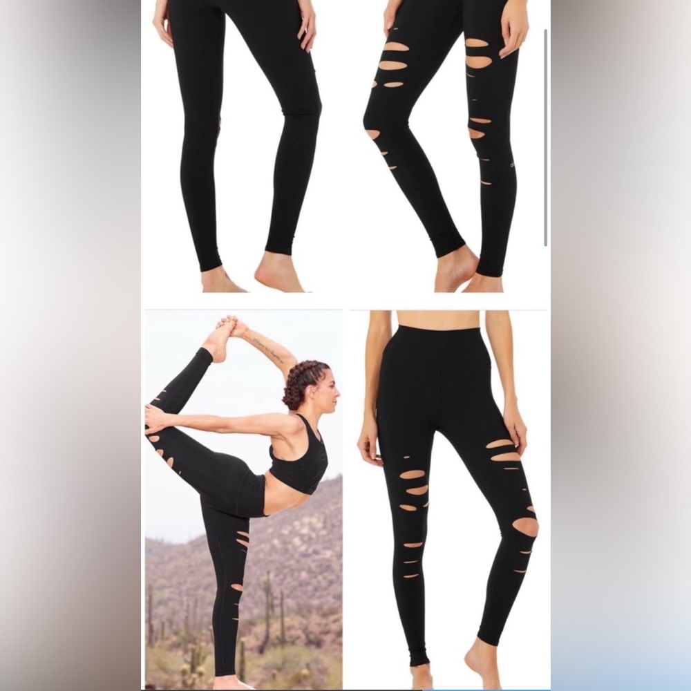 Black ALO Ripped Leggings
